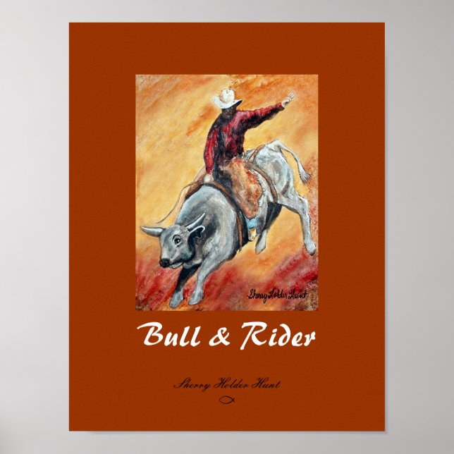 Bull and Rider Impressão - Personalizado (Frente)