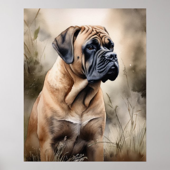 Bull Mastiff Dog Art Impressão Poster (Frente)
