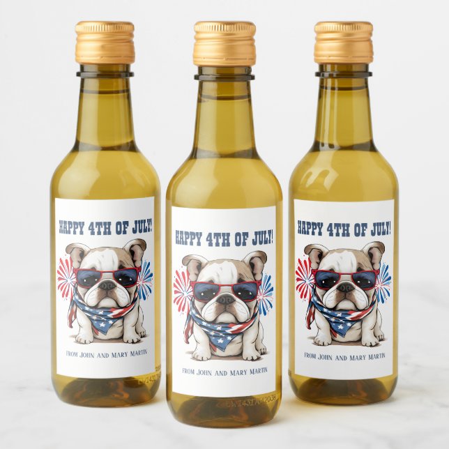 Bulldog 4 de Julho Dia da Independência Vermelho B (Garrafas)