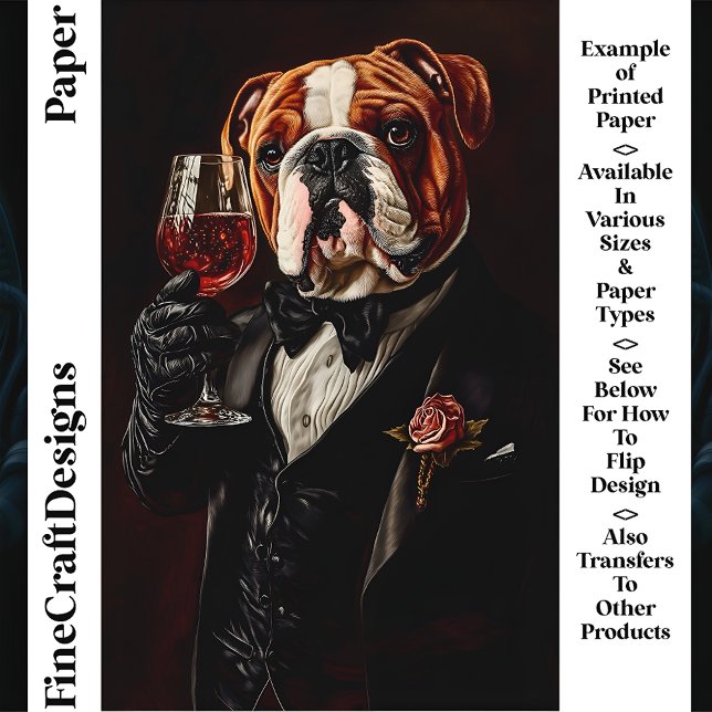 Bulldog em Smoking & Gravata Borboleta & Vinho CR8 (Criador carregado)