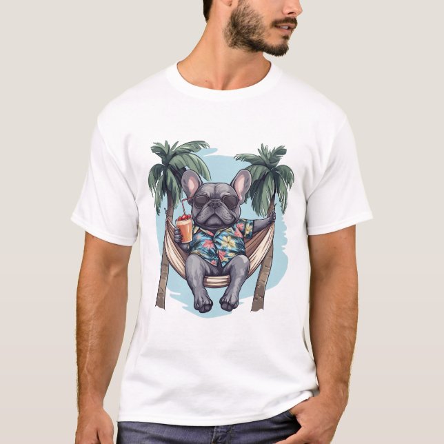 Bulldog Francês com Camisa Havaiana (Frente)