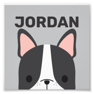 Bulldog Francês Fofo com Foto de Nome Personalizad