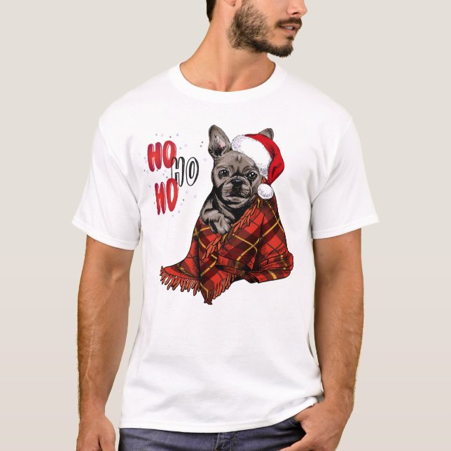 Bulldog Francês Ho Ho Ho Ho T-Shirt (Frente)