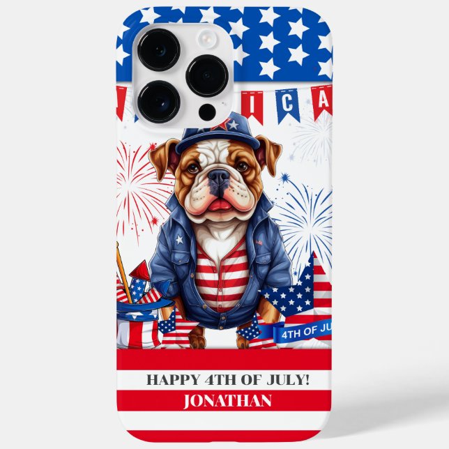 Bulldog Happy 4 De Julho Dia Da Independência Da A (Verso)