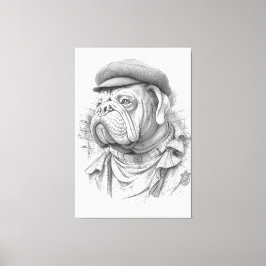 Bulldog Minister Marble Statue Canvas Art
