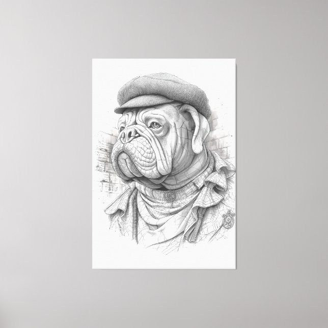 Bulldog Minister Marble Statue Canvas Art (Frente)