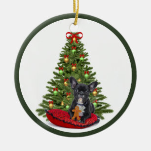 Bulldogue Francês e Enfeite de Árvore de Natal