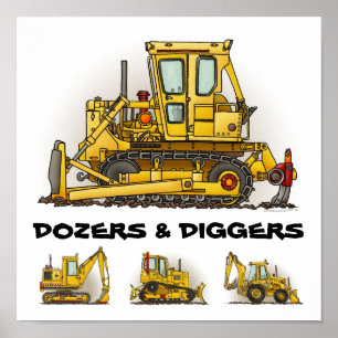 Bulldozer Dozers Diggers Poster Impressão