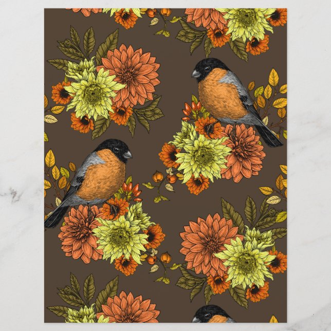 Bullfinch nas florais do outono (Frente)
