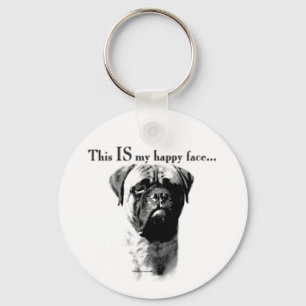 Bullmastiff Happy Face Chaveiro