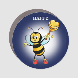 Bumble Bee Feliz e Favo de Mel em Azul Marinho