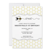 Bumble Bee First festa de aniversário convite ONE