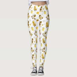 Bumble Bee Sunflower Yellow Gnoms Leggings