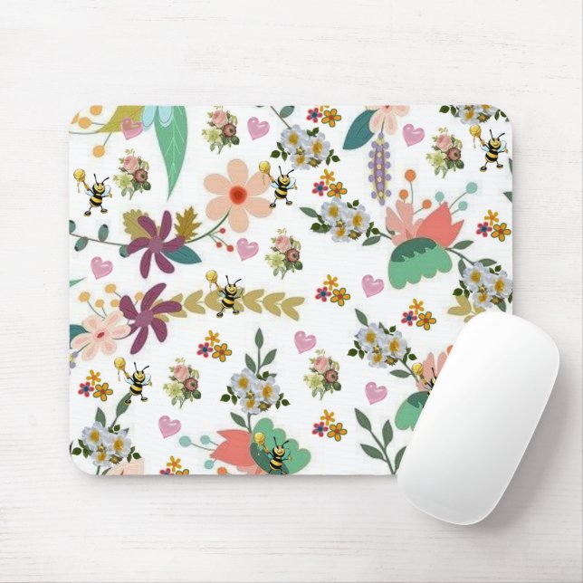 Bumblebee Floral Mouse Pad! Mousepad (Com mouse)