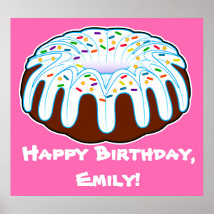 Bundt Cake for Birthday Name Poster personalizável