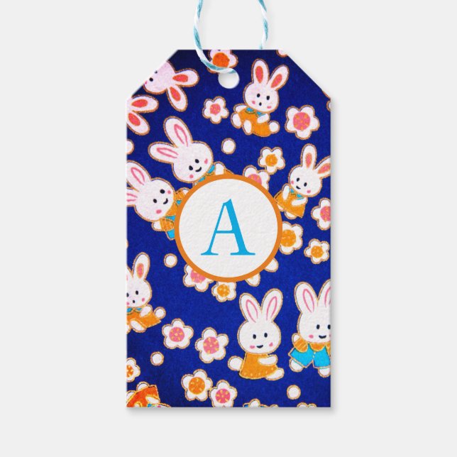 BUNNIAS E FLORES JAPONESAS DE Etiqueta de Presente (Frente)