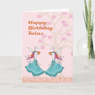 Bunnies dançantes para um Cartão de Aniversário de