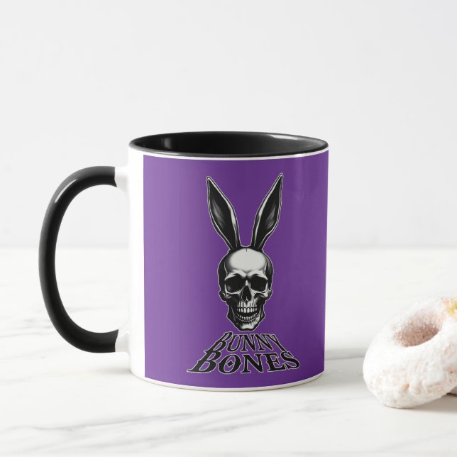 Bunny Bones – Gothic Easter Bunny - caneca (Com Donut)