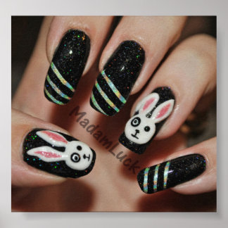 bunny nail art poster