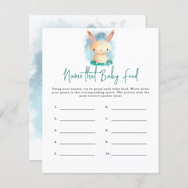 Bunny Name que jogo de chá de Comida para bebês (Frente/Verso)
