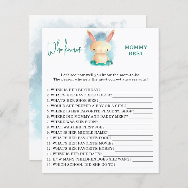 Bunny Quem conhece melhor a mamãe (Frente/Verso)