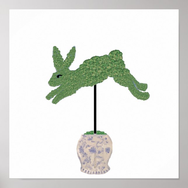 Bunny Rabbit Topiary Ginger Jar art impressão (Frente)