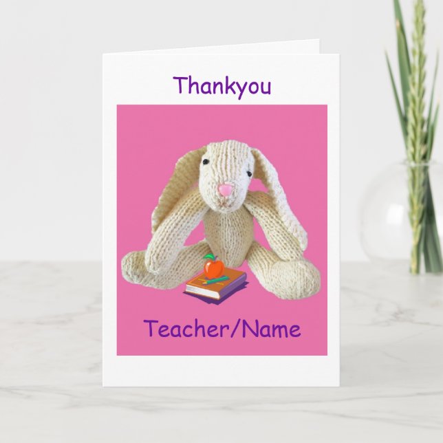 Bunny RabbiTeacher - Cartão de agradecimento da fi (Frente)