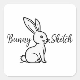 Bunny Sketch – Hand Drawn Rabbit - Autocolante