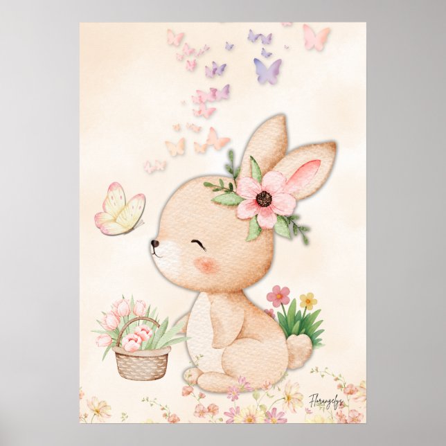 Bunny Wall art - Butterfly Love Printable Poster (Frente)