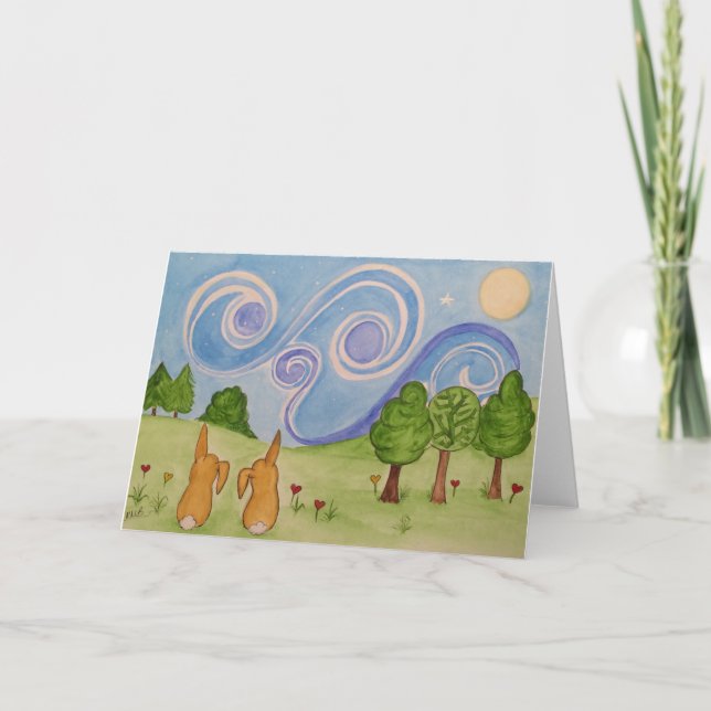 Bunnykins pelo cartão da luz das estrelas (Frente)
