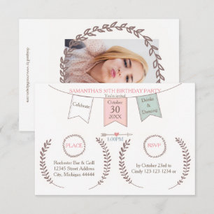 Bunting Elegante - Convite de aniversário 3x5
