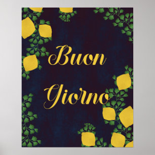 Buon Giorno Lemon Floral Poster - Inspirado na Itá