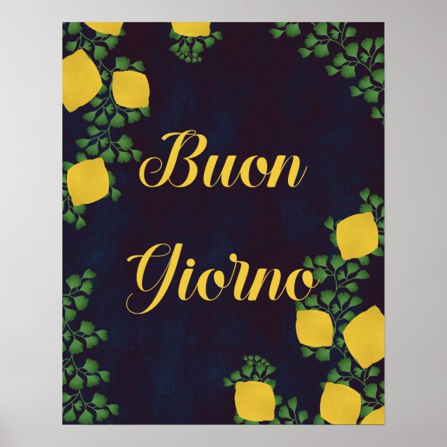 Buon Giorno Lemon Floral Poster - Inspirado na Itá (Frente)