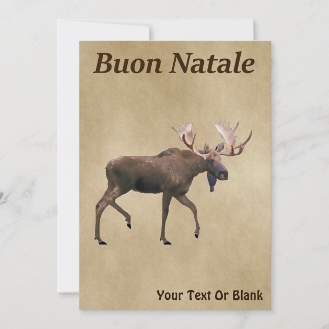 Buon Natale - Bull Moose On Old Paper (Frente)