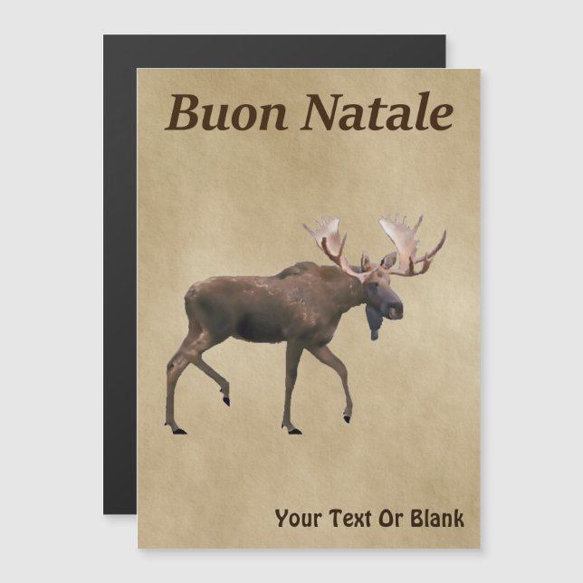Buon Natale - Bull Moose On Old Paper (Frente/Verso)
