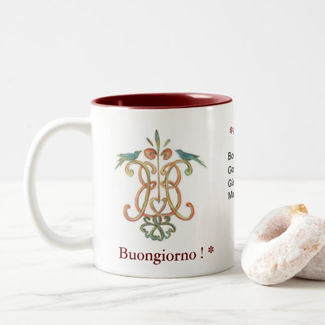 Buongiorno - o bom dia dois-tonificou a caneca (Com Donut)