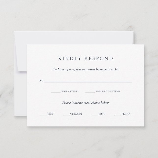 Buquê azul | RSVP de Escolha de Refeição de Casame (Frente)