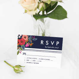 Buquê boêmico - RSVP de Casamento Azul e Coral do