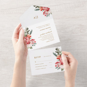 Buquê Boho com Rosas Casando Tudo em Um Convite