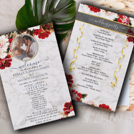 Buquê Borgonha Com Programa de Casamento Mármore