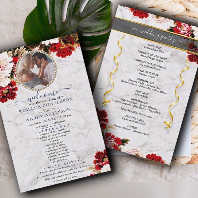 Buquê Borgonha Com Programa de Casamento Mármore (Criador carregado)