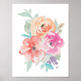 Buquê de Aquarela Floral Poster I