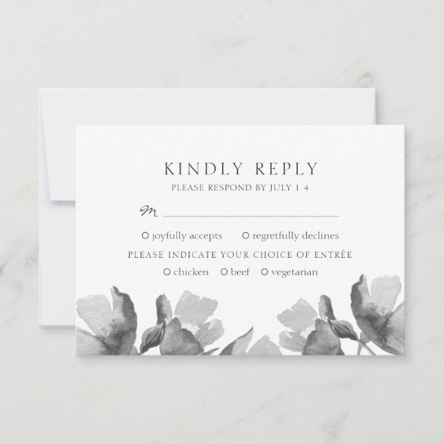 Buquê de aquarela. Placa RSVP de Casamento Floral (Frente)