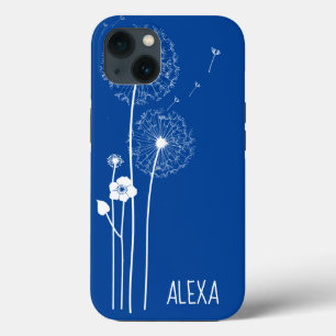 Buquê de Dandelion branco em azul