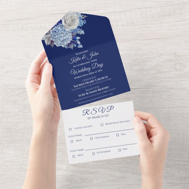 Buquê De Flor Azul De Água - Casamento- (Aba destacável)