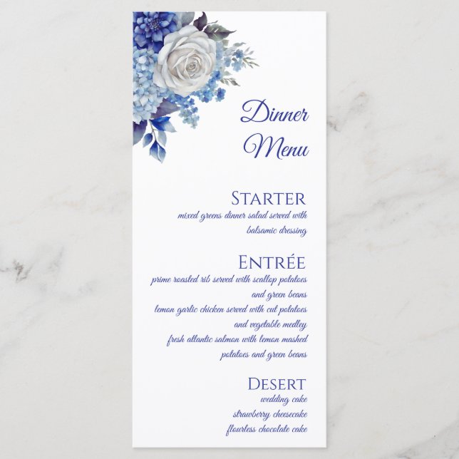 Buquê De Flor Azul De Água - Casamento - Menu (Frente)