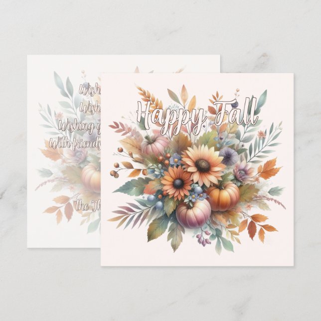 Buquê De Flor De Abóbora De Outono Alegre Elegante (Frente/Verso)