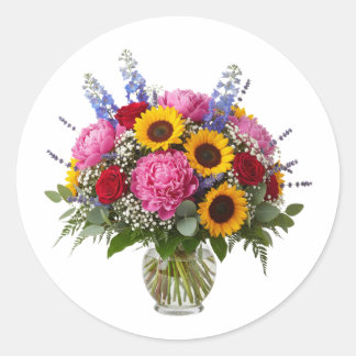 Buquê de Flores Coloridas em Vaso Adesivo