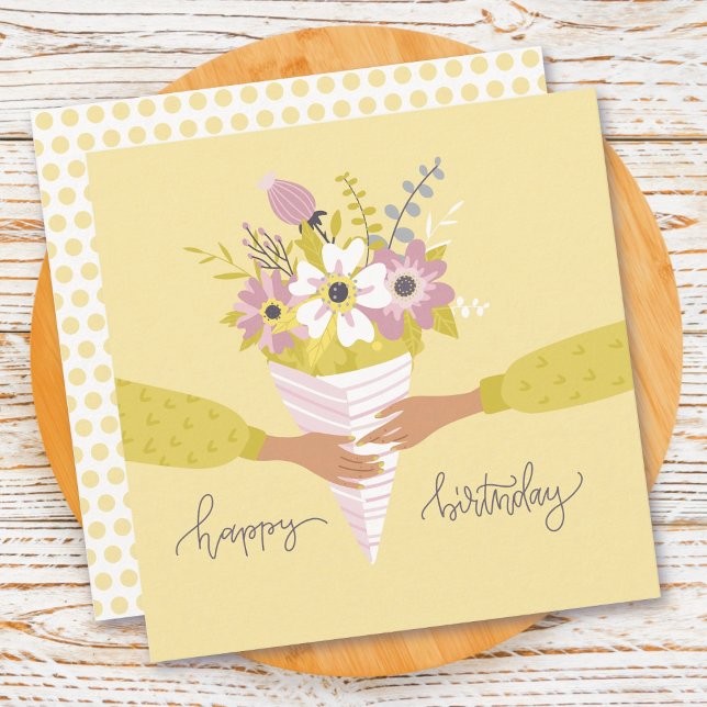 Buquê de Flores de Aniversário Cartão Plano (Criador carregado)
