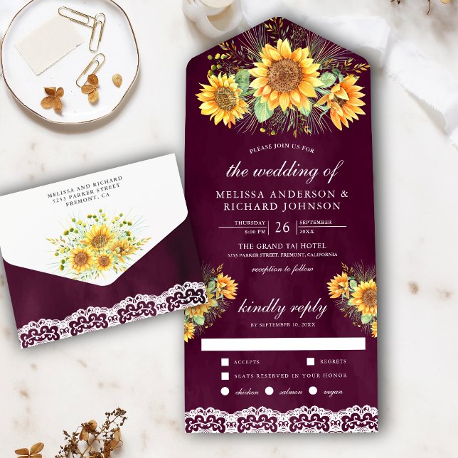 Buquê de Girassóis Rústicos Vintage Roxo Casamento (Criador carregado)